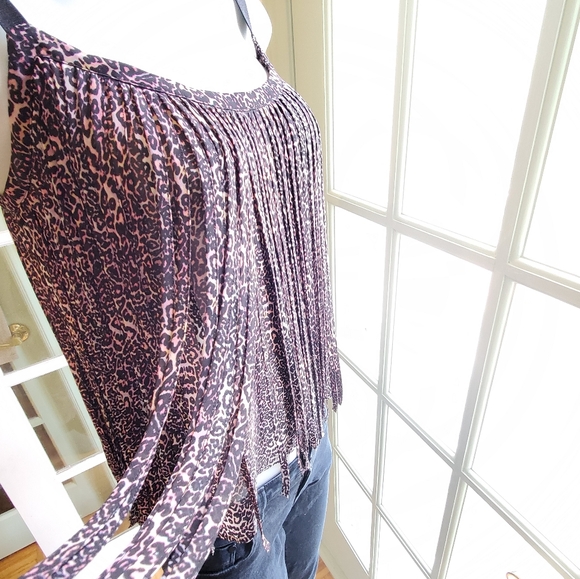 Marciano Cheetah Print 90s Fringe Camisole Top - Picture 8 of 9